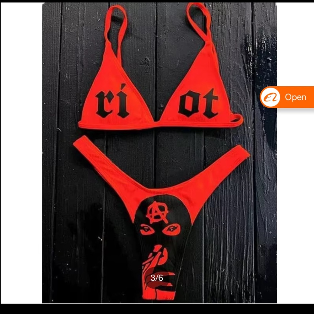 🔥 🆕 RIOT Red Rave Bikini Set | Festival Swimwear | Size M 🔥